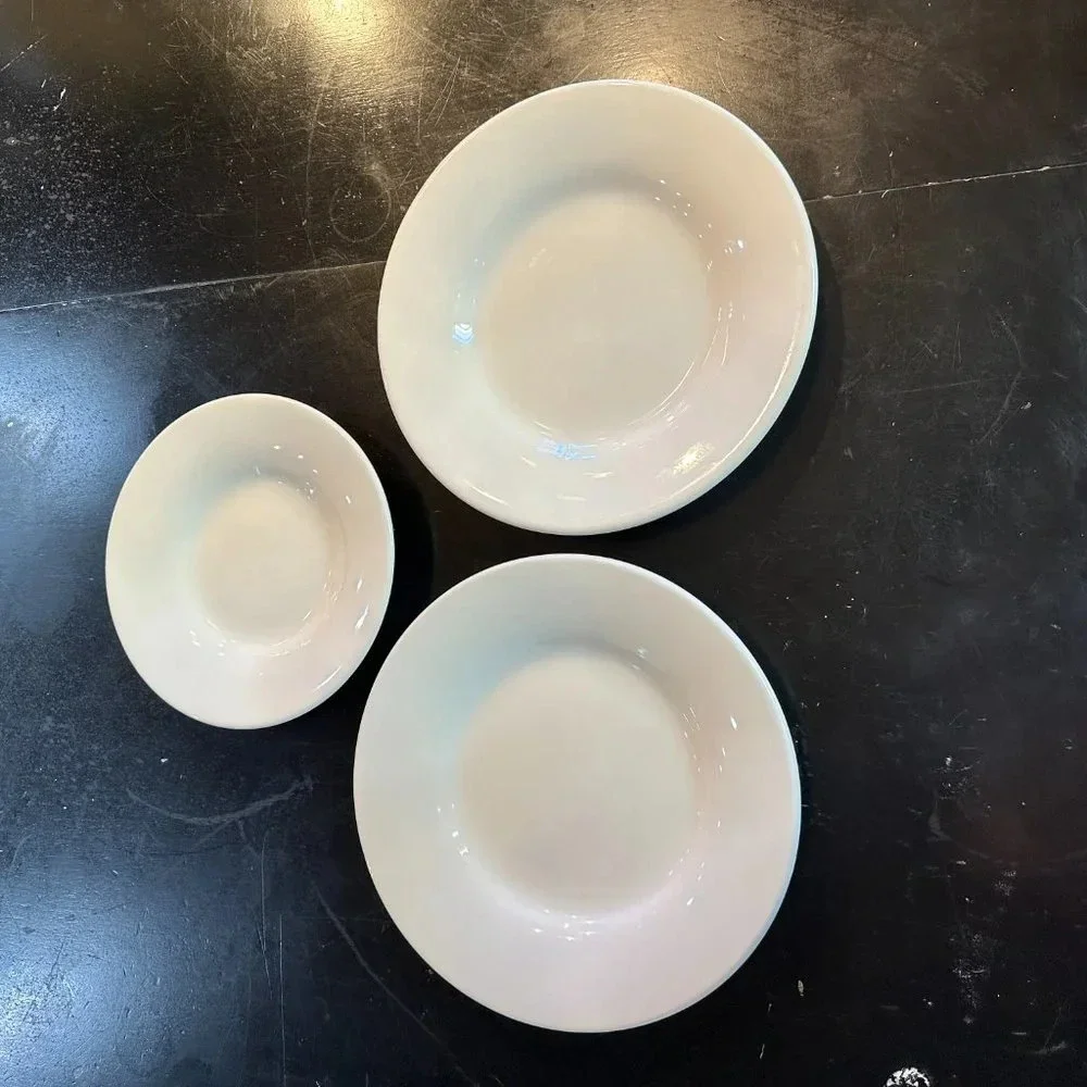 3 Pottery Barn Sausalito Plates - Dinner & Side/Soup/Rimmed Bowl White